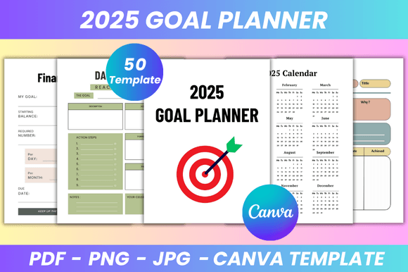 Download 2025 Goal Planner Canva Kdp Interior - Premium Resources