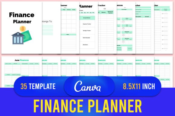 Download Editable Finance Planner Canva Template - Finance plan Collection