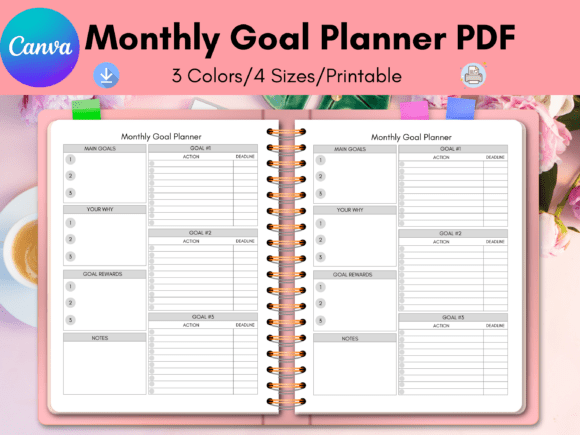 Download Monthly Goal Planner, Monthly to Do List - Monthly goal planner Collection