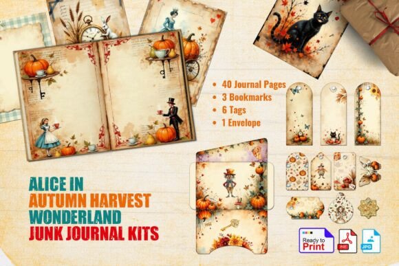 Download Autumn Harvest Junk Journal Kit - Journal kit Collection