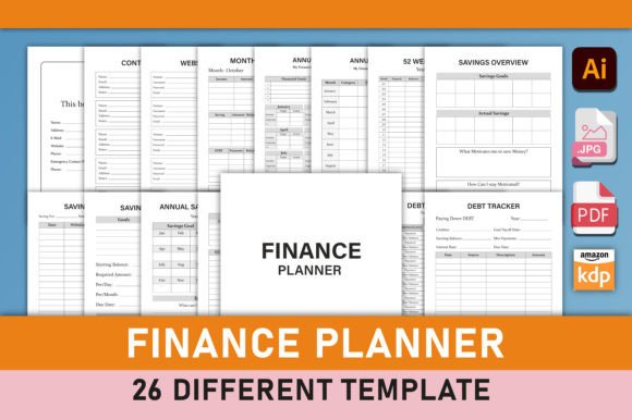 Download Editable Finance Planner for KDP - Finance plan Collection