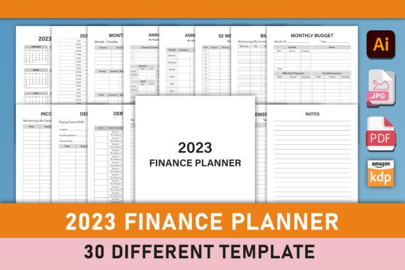 Download Editable 2023 Finance Planner for KDP - Finance plan Collection