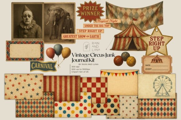 Download 🎪 Vintage Circus Junk Journal Kit - Journal kit Collection
