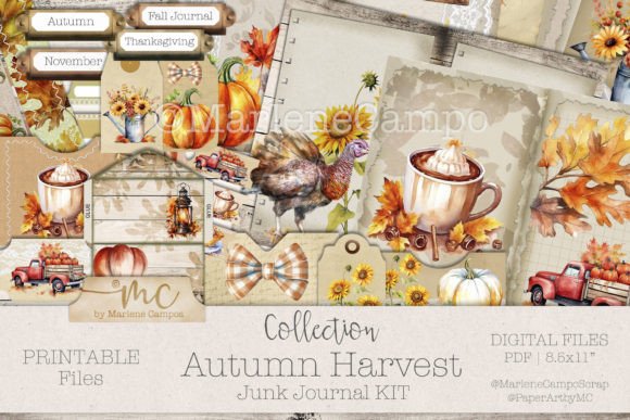 Download Autumn Harvest Junk Journal KIT - Journal kit Collection