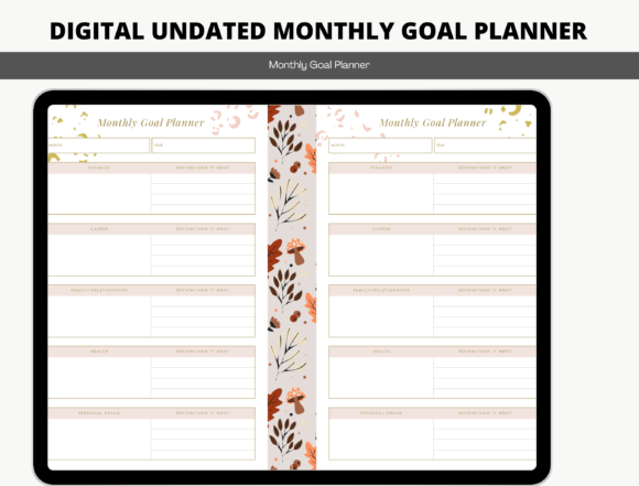 Download Digital Undated Monthly Goal Planner - Monthly goal planner Collection