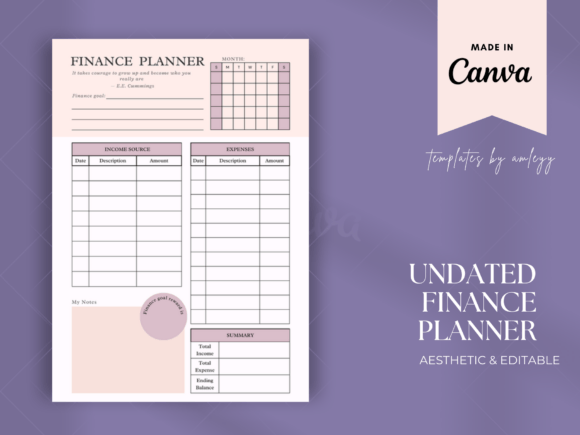 Download Undated Finance Planner Template - Finance plan Collection