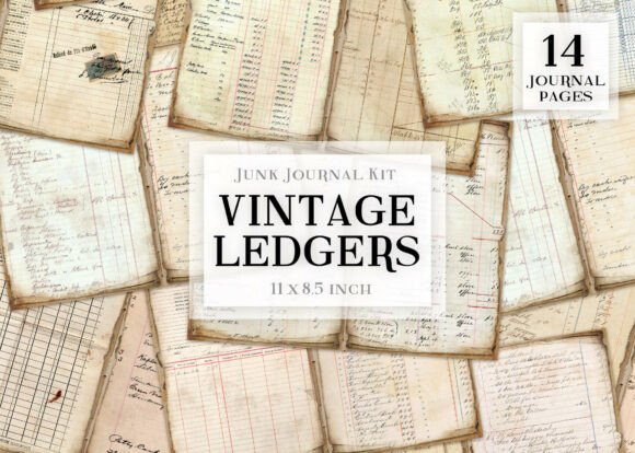 Download Vintage Ledgers Junk Journal Kit - Journal kit Collection