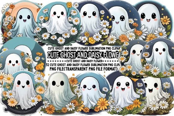 Download Cute Ghost and Daisy Flower Sublimation - Premium Resources