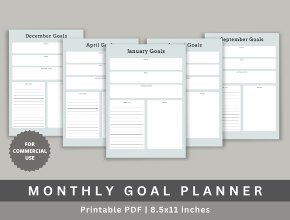 Download Monthly Goal Planner, KDP - Monthly goal planner Collection