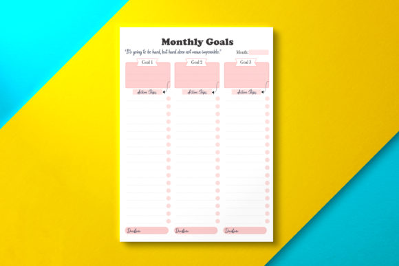 Download Monthly Goal Planner, KDP Interior - Monthly goal planner Collection
