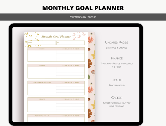 Download Undated Digital Monthly Goal Planner - Monthly goal planner Collection